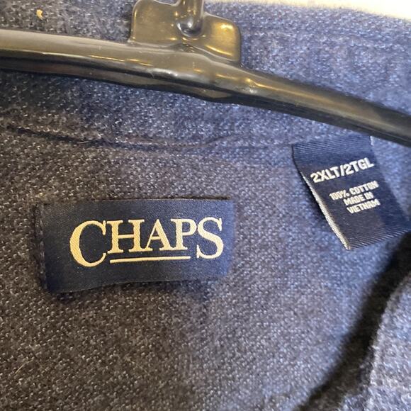 Chaps Blue Chambray Flannel Button Down Long Sleeve Men’s Shirt EUC Sz 2XLT - Picture 5 of 11